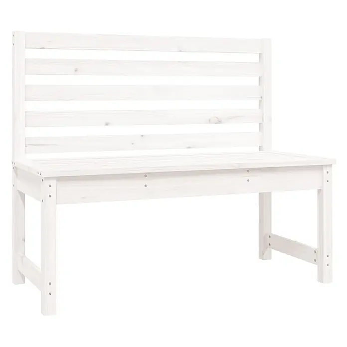 Furnicato Gartenbank Kiefer-Massivholz - B x T x H: 48 x 109 x 91,5 cm, Weiße Kiefer - Eine weiße Holzbank mit Lattenrückenlehne.
