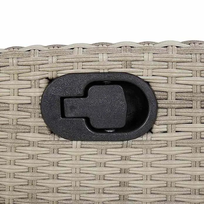 Furnicato Gartenbank - B x T x H: 66 x 90 x 93 cm, Hellgrau - Schwarzer Kunststoff-Liegegriff in hellem geflochtenem Rattan/Korbgeflecht integriert.
