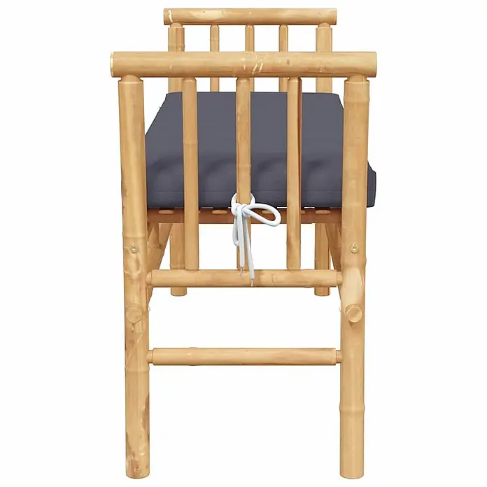 Furnicato Gartenbank Bambus - B x T x H: 38 x 110 x 65 cm, Dunkelgrau - Bambus Gartenbank mit dunkelgrauem Kissen.