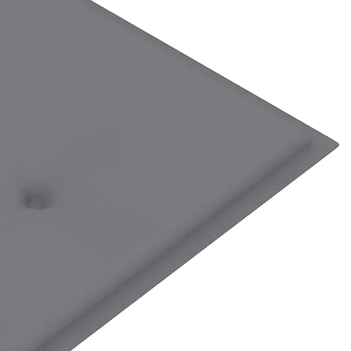 Furnicato Gartenbank Eukalyptusholz geölt - B x T x H: 150 x 60 x 89 cm, Grau - Graues gepolstertes Kissen oder Matratze mit einem sichtbaren Steppknopf.