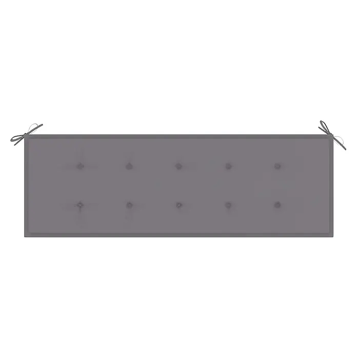 Furnicato Gartenbank Eukalyptusholz geölt - B x T x H: 150 x 60 x 89 cm, Grau - Rechteckiges graues getuftetes Bankkissen mit Bändern zur sicheren Befestigung.