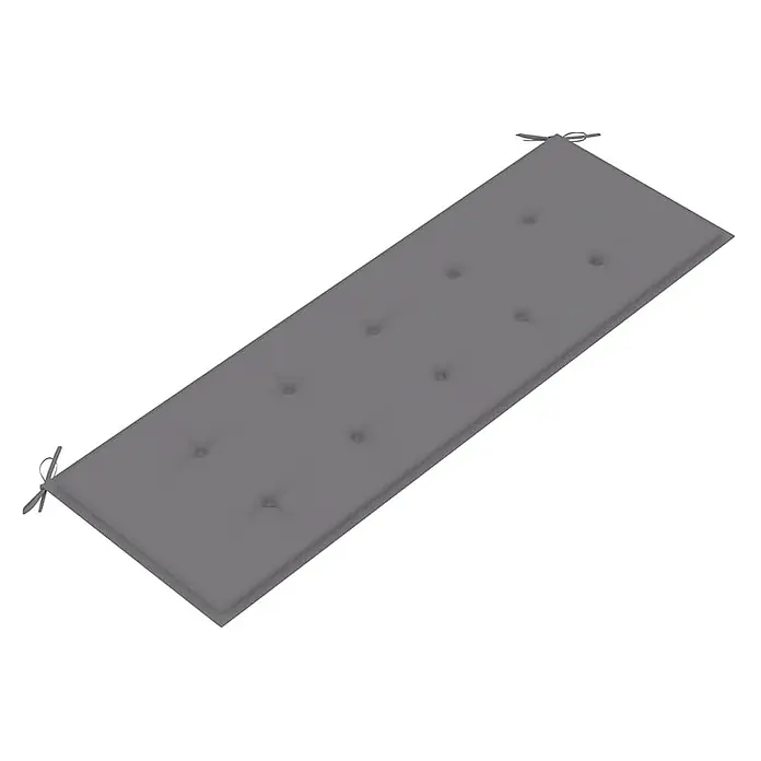 Furnicato Gartenbank Eukalyptusholz geölt - B x T x H: 150 x 60 x 89 cm, Grau - Weiches graues Sitzkissen für Bänke mit Zierknöpfen und Bindebändern.