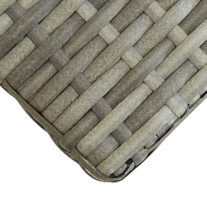 Furnicato Gartenbank PE-Rattan - B x T x H: 120 x 40 x 40 cm, Grau - Graue geflochtene Rattan-Textur, oft für Möbel verwendet.