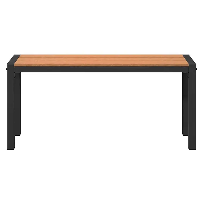 Furnicato Gartenbank Stahl - B x T x H: 28 x 100 x 45 cm, Braun - Hellebraune Lattenbank aus Holz mit schwarzem, rechteckigem Metallrahmen.