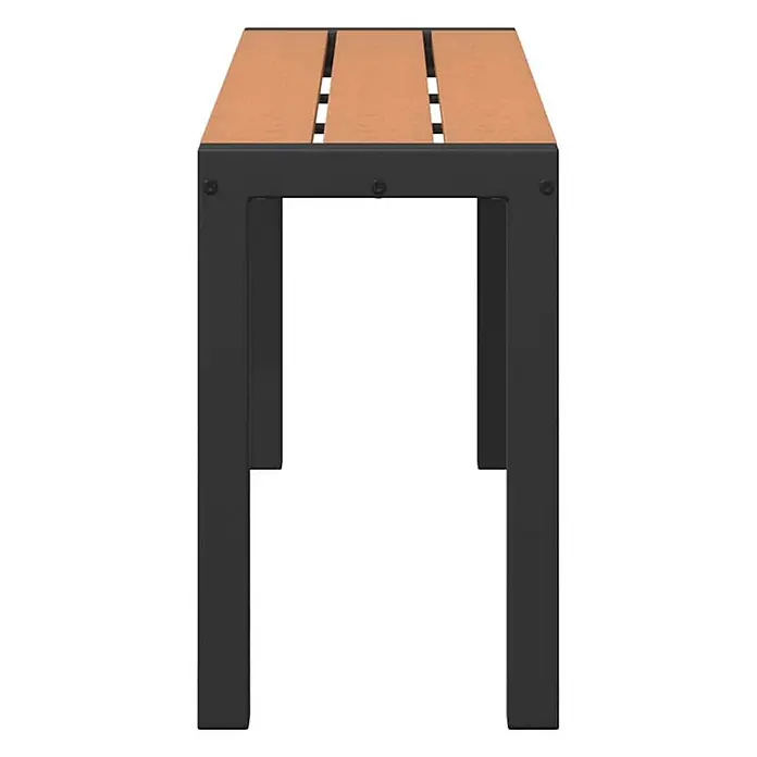 Furnicato Gartenbank Stahl - B x T x H: 28 x 100 x 45 cm, Braun - Schwarze Bank mit brauner Lattenauflage.