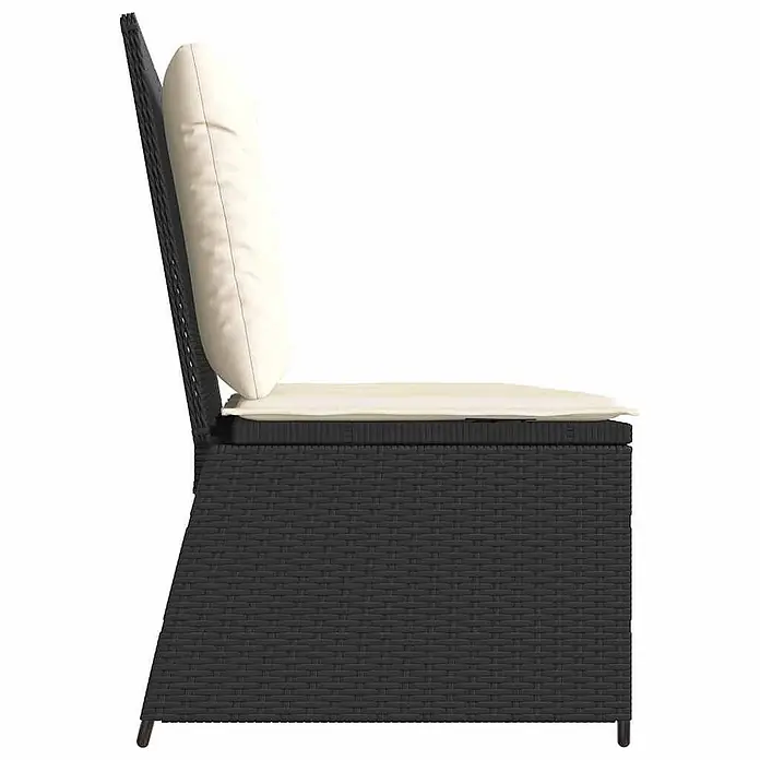 Furnicato Gartenbank PE-Rattan - B x T x H: 108 x 95 x 85 cm, Schwarz - Schwarzes Rattan-Outdoor-Sitzmodul mit cremefarbenen Sitz- und Rückenkissen.