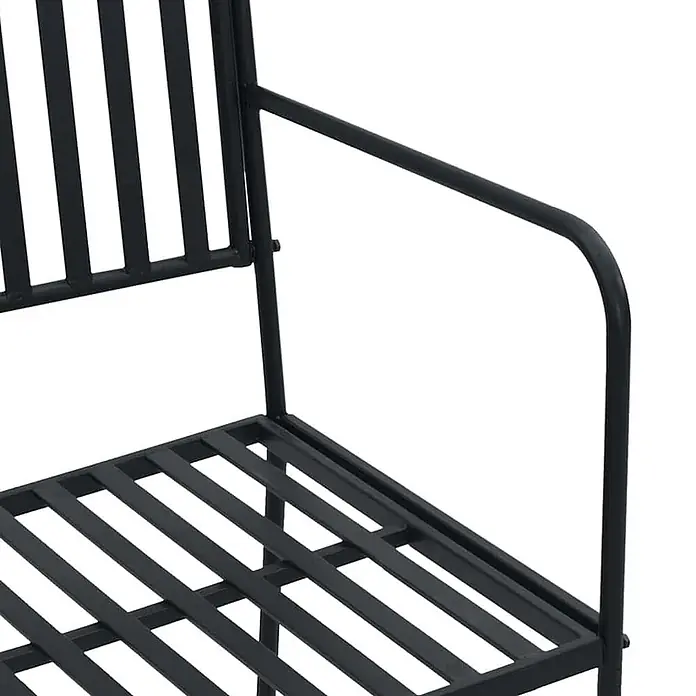 Furnicato Gartenbank Stahl - B x T x H: 51,5 x 103,5 x 90 cm, Schwarz - Schwarzer Metallstuhl mit Lattenrostsitz, Rückenlehne und Armlehne.