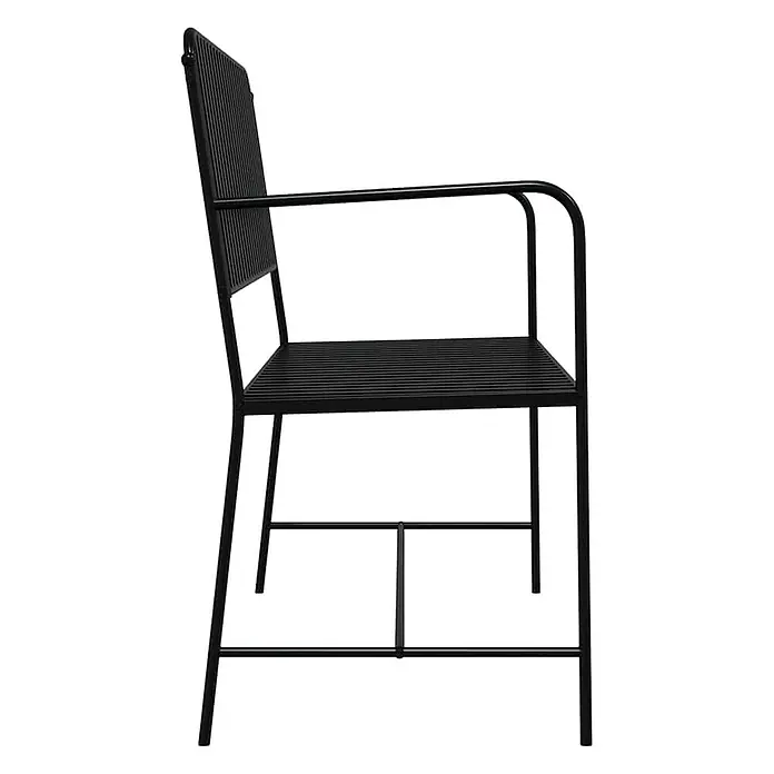 Furnicato Gartenbank Stahl - B x T x H: 51,5 x 103,5 x 90 cm, Schwarz - Schwarzer Metallstuhl mit Lattenrostsitz und Rückenlehne sowie Armlehnen.