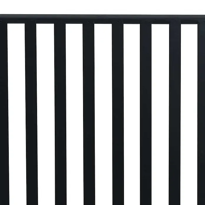 Furnicato Gartenbank Stahl - B x T x H: 51,5 x 103,5 x 90 cm, Schwarz - Schwarzes Metallzaunelement mit vertikalen Stäben und einer oberen horizontalen Leiste.