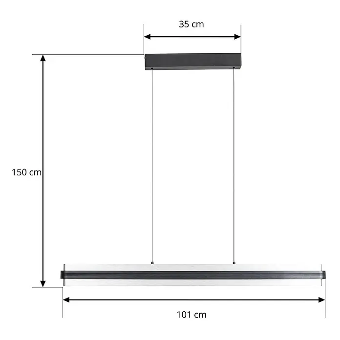 Lucande Pendelleuchte Tarnin - L x B x H: 98 x 7 x 8 cm, schwarz, Schwarz, nickel - Schwarze und silber/weiße lineare Pendelleuchte mit Maßen: 101 cm Länge, 150 cm Höhe.