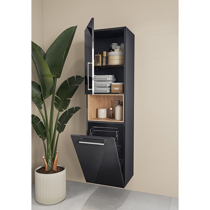 VitrA Bad-Hochschrank Root Flat (B x T x H: 42 x 36 x 155 cm, Anthrazit, DIN Anschlag: Rechts) | BAUHAUS