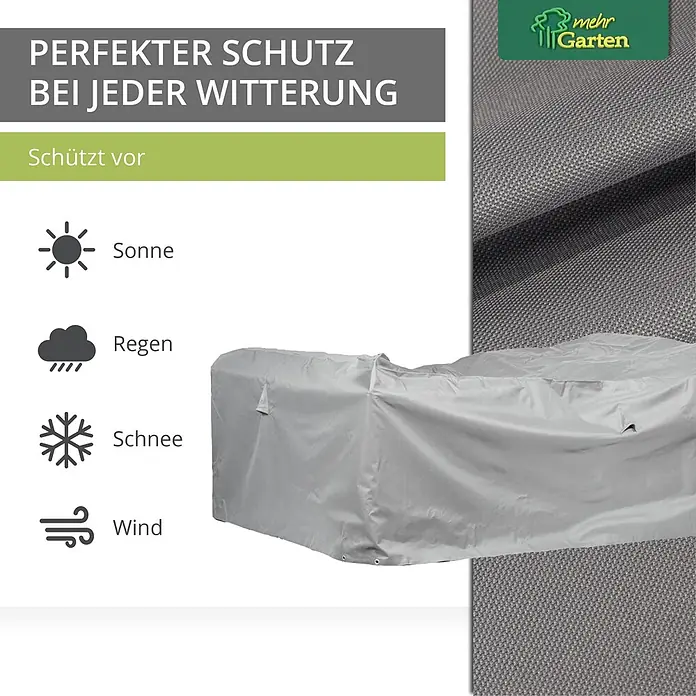 Mehr Garten Loungemöbel-Schutzhülle - Polyester (PES), Schwarz - Graue Schutzhülle für Gartenmöbel, bietet umfassenden Wetterschutz vor Sonne, Regen, Schnee und Wind.