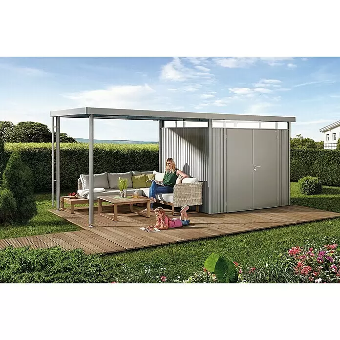 Biohort HighLine Seitendach H3 - Passend für: Biohort Gerätehaus HighLine H3, Quarzgrau Metallic, 2,75 x 2,35 m - Linke Seitenansicht
