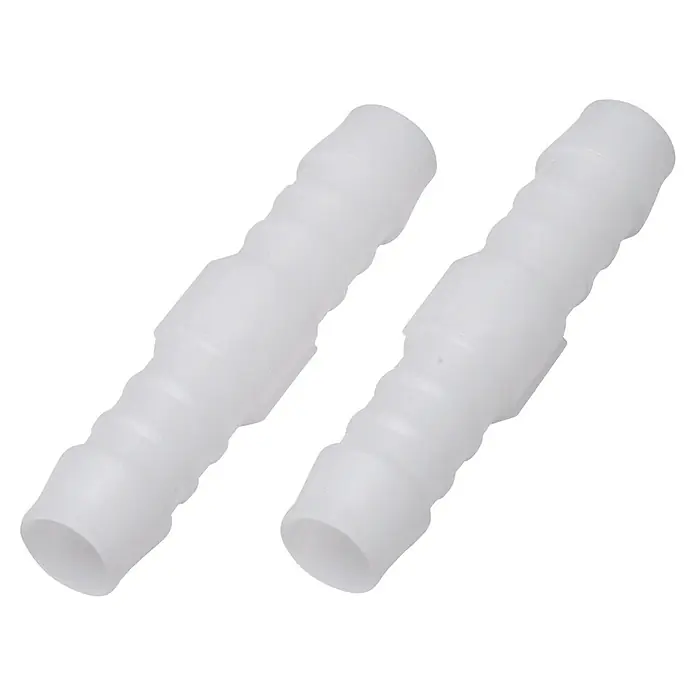 Floraworld Schlauchverbinder - Durchmesser: 8 mm, Kunststoff, Weiß, 2 Stk. - Zwei weiße Kunststoff-Schlauchverbinder mit Widerhaken.