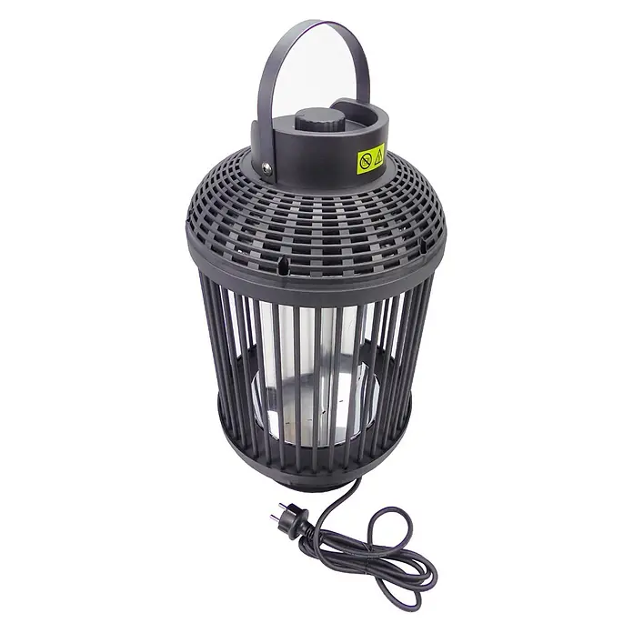 WDH Heizlüfter Standheizstrahler WDH-12HL Heizlaterne -  - Dunkelgraue Kunststoff-Mückenfalle mit Schutzgitter, integrierter UV-Lampe, Griff und europäischem Stecker.