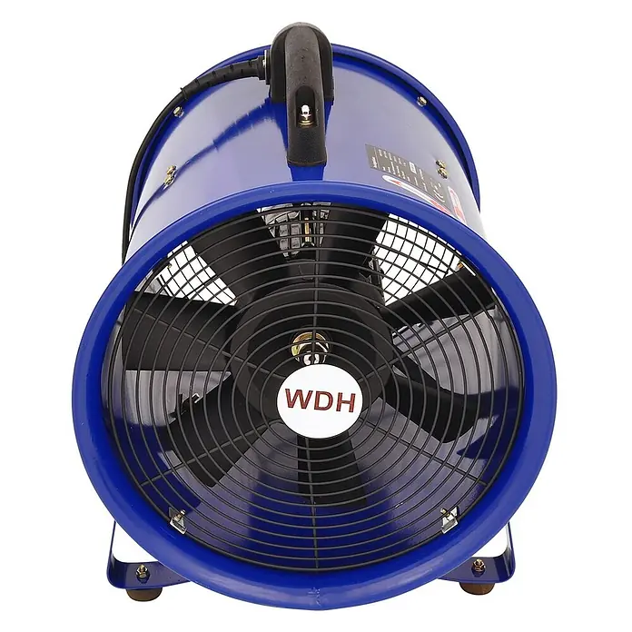 WDH Bodenventilator Axialgebläse WDH-SHT28, 2800 m³/h Luftumwälzung -  - Blauer tragbarer Axiallüfter mit schwarzem Gitter und Griff, für hohe Luftzirkulation.