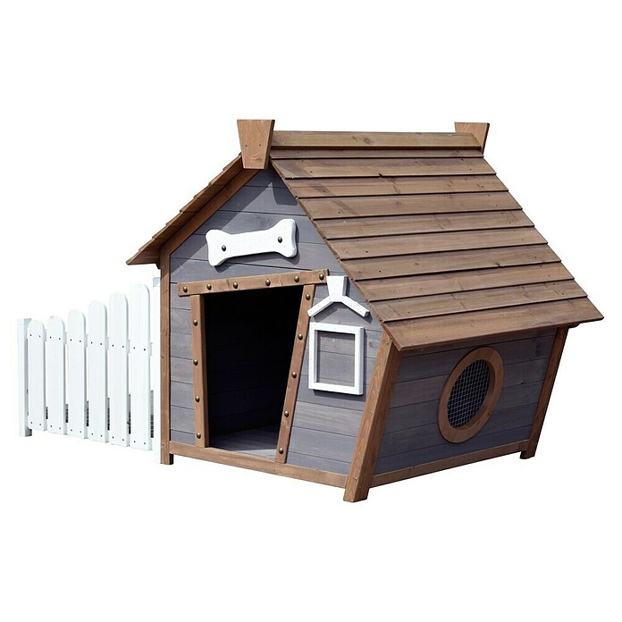 Dobar Hundehütte (146,3 x 90 x 96 cm, Braun/Grau, Hemlocktanne)