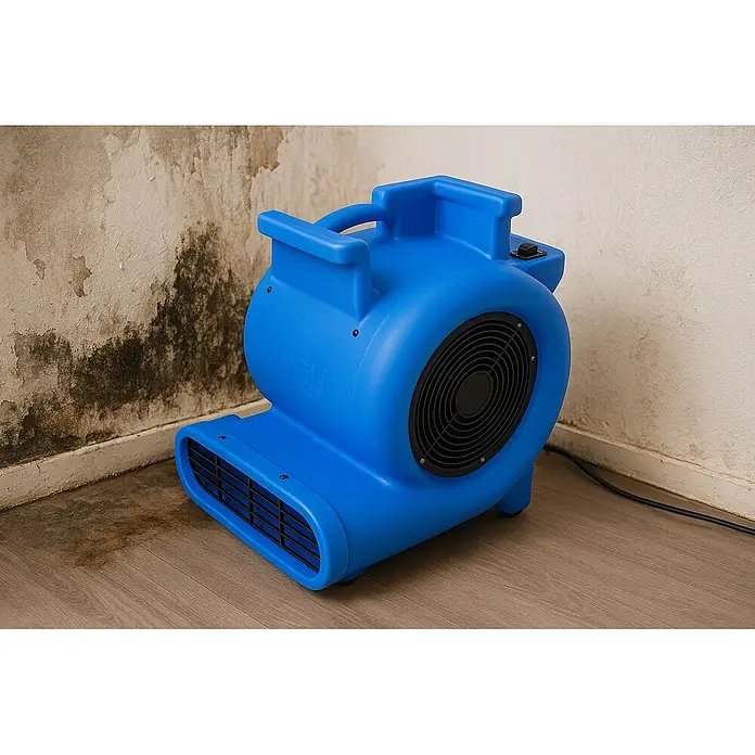 WDH Bodenventilator Turbolüfter WDH-AB10, Luftumwälzung von 4.500 m³/h -  - Blauer Gebläseventilator trocknet Schimmelwand und feuchten Boden.