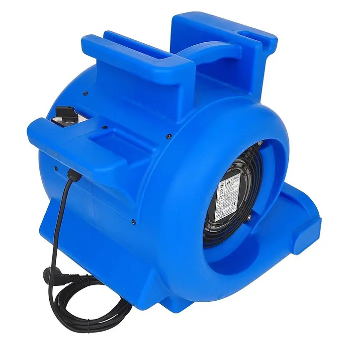 WDH Bodenventilator Turbolüfter WDH-AB10, Luftumwälzung von 4.500 m³/h -  - Blauer Luftgebläse/Ventilator aus Kunststoff mit Griffen und Netzkabel zur effizienten Luftzirkulation und Trocknung.