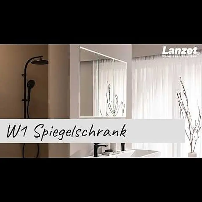 Lanzet Dune LED-Spiegelschrank - B x H: 101,8 x 70,2 cm, Holz, Schwarz - Lanzet Badmbel - W1
