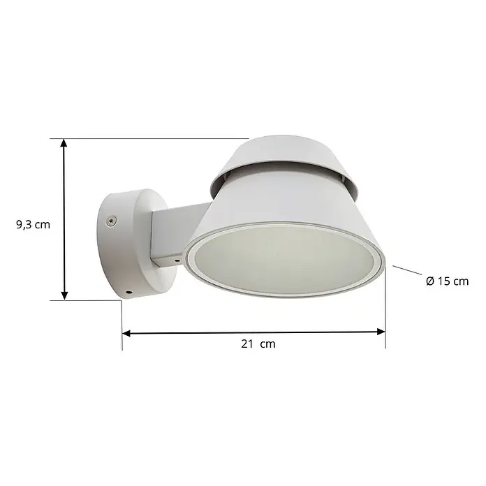 Lucande Außenwandleuchte Moena - alu / grau / zink, alu / grau / zink, IP44 - Weiße konische Wandleuchte mit einem mattierten Diffusor.