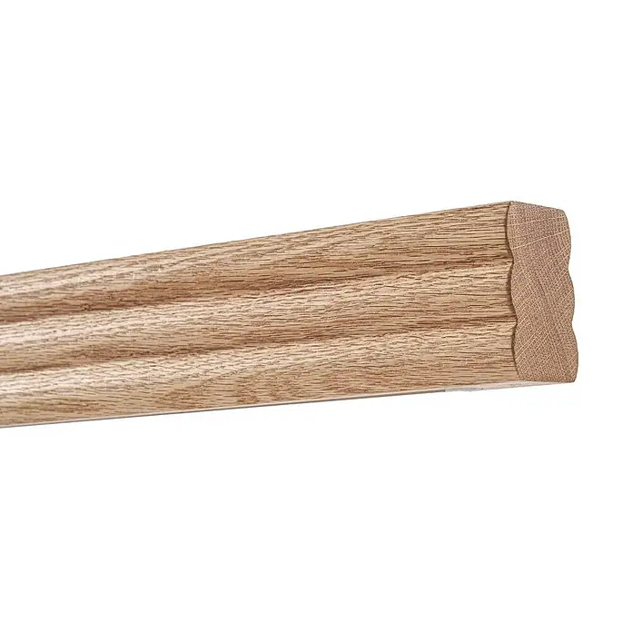 Lucande Pendelleuchte Annetta - L x B x H: 117 x 5,5 x 6 cm, Holz hell, Holz hell, grau - Hellbraune Eichenholzleiste mit profiliertem, dekorativem Rand.