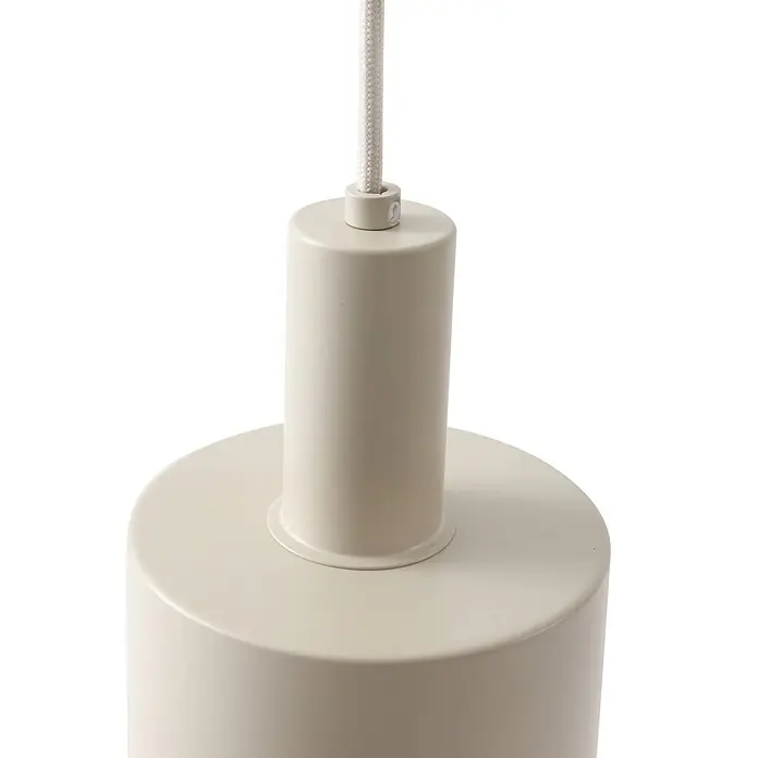 Lindby Pendelleuchte Ovelia - L x B x H: 43 x 43 x 150 cm, creme / amber, beige, E27 - Cremefarbene zylindrische Pendelleuchte mit geflochtenem Textilkabel oben.