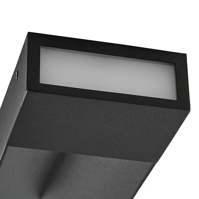 Lucande Außenwandleuchte Kaholo - schwarz, schwarz, IP44 - Schwarze, rechteckige Außenwandleuchte mit mattierter weißer Diffusorplatte.
