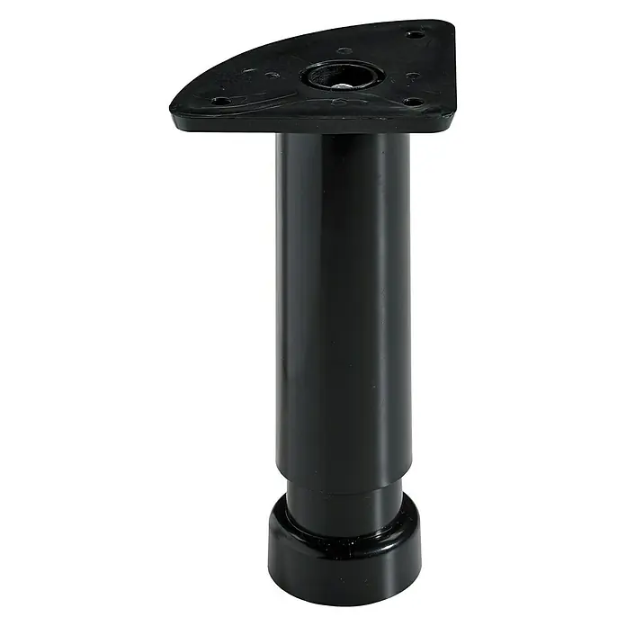 Hettich Sockelverstellfuß - Verstellbar: 130 mm - 180 mm, Durchmesser: 32 mm, Traglast: 30 kg, Schwarz - Schwarzer, verstellbarer Möbelfuß aus Kunststoff mit Befestigungsplatte für Möbel und Regale.