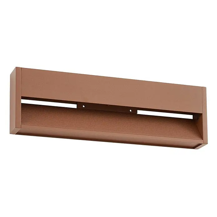 Lucande Außenwandleuchte Trevin - 40 x 40 x 12,8 cm, braun / rost, IP65 - Rechteckige bronzefarbene Außenwandleuchte mit gerippter, nach unten gerichteter Beleuchtung.