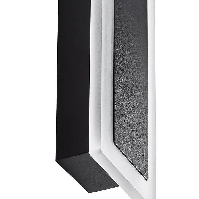 Lucande Außenwandleuchte Ilora - 3,9 x 8 x 60 cm, schwarz, schwarz, IP65 - Moderne rechteckige Wandleuchte in Schwarz-Silber mit strukturierten Oberflächen.