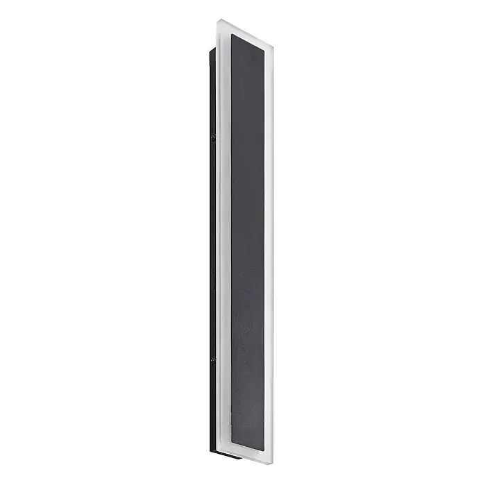 Lucande Außenwandleuchte Ilora - 3,9 x 8 x 60 cm, schwarz, schwarz, IP65 - Vertikale, rechteckige LED-Wandleuchte mit schwarzem Gehäuse, mattweißem Rahmen und dunkelgrauem Mittelteil.