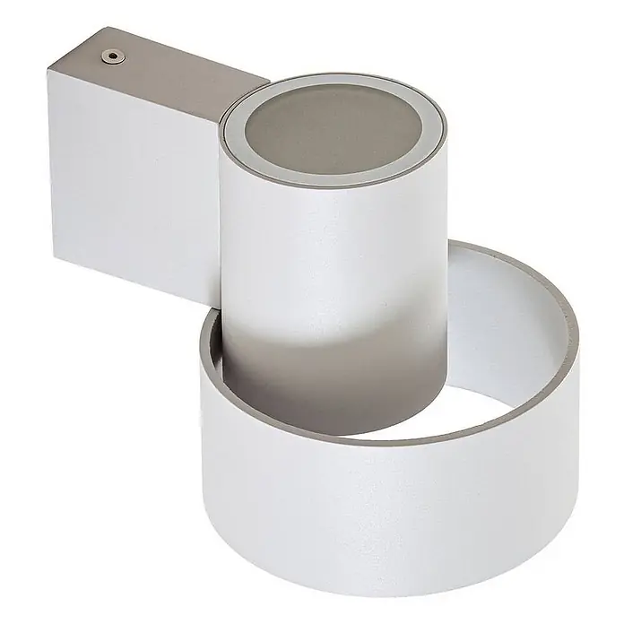Lucande Außenwandleuchte Elune - alu / grau / zink, IP44 - Silberne Aluminium-Wandleuchte mit zylindrischem Kopf und modernem, gebogenem Außenelement.