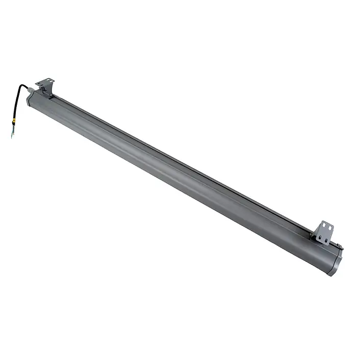Luxula LED-Strahler LED-Hallenstrahler - 200 W, 25.000 lm, 5.000 K, L x B x H: 1.222 x 95 x 53 mm, IP65 - Lange, graue lineare LED-Leuchte mit integrierten Halterungen und Stromkabel.