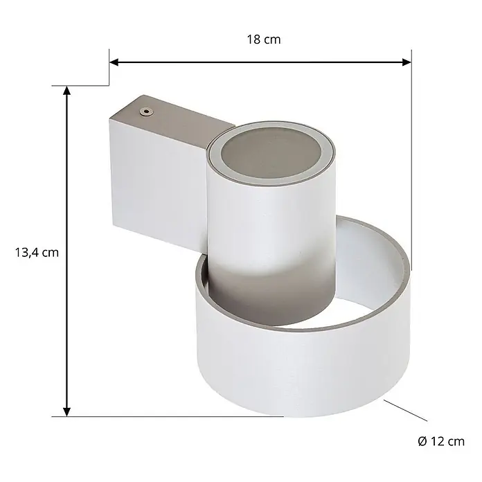 Lucande Außenwandleuchte Elune - alu / grau / zink, IP44 - Moderne silberne Wandleuchte mit zylindrischer Lichtquelle und äußerem Ring, Maße 18x13,4 cm, Durchmesser 12 cm.
