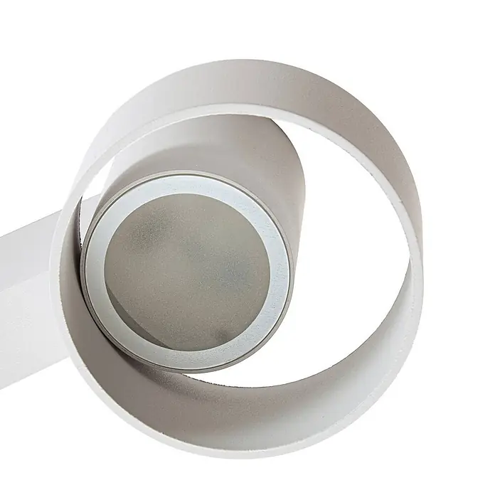 Lucande Außenwandleuchte Elune - alu / grau / zink, IP44 - Hellgrauer moderner Strahler mit kreisförmigem Design, zylindrischer Lichtquelle und äußerem Ring.