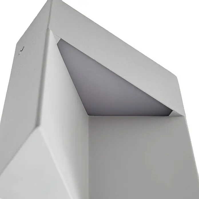 Lucande Außenwandleuchte Kaholo - alu / grau / zink, alu / grau / zink, IP44 - Hellgraue, geometrische Wandleuchte mit vertieftem, diffusem Lichtpaneel.