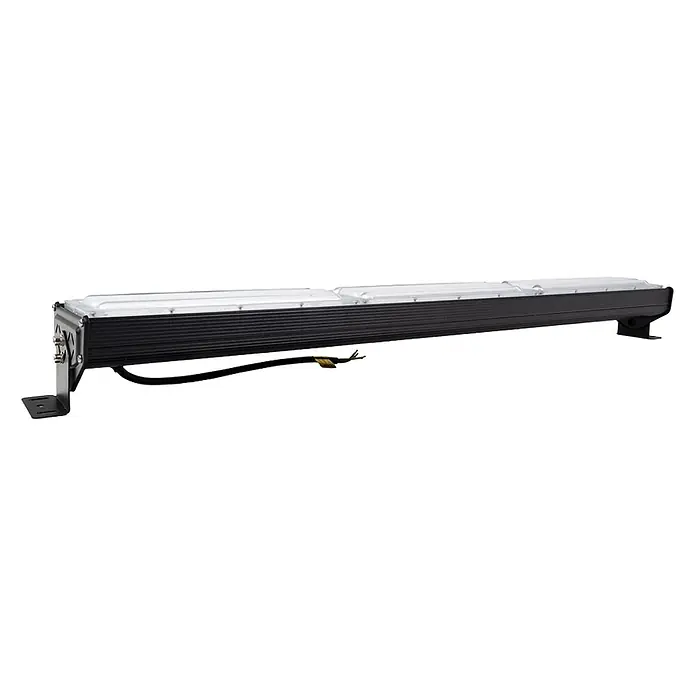 Luxula LED-Strahler LED-Hallenstrahler - 200 W, 24.000 lm, 5.000 K, L x B x H: 1.076 x 118 x 78 mm, IP65 - Langer schwarzer LED-Lichtbalken mit klaren Diffusoren, Montagehalterungen und offenem Stromkabel.