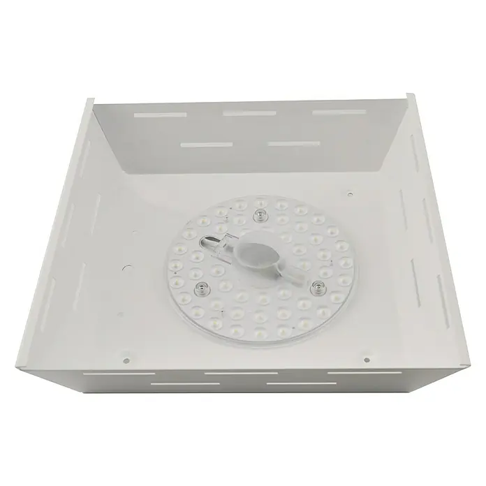 Plafón LED Motorcycle - 18 W, L x An x Al: 30 x 30 x 15 cm, Blanco, Blanco neutro - Primer plano de una lámpara de techo LED blanca, que muestra su diseño de iluminación moderno y eficiente.