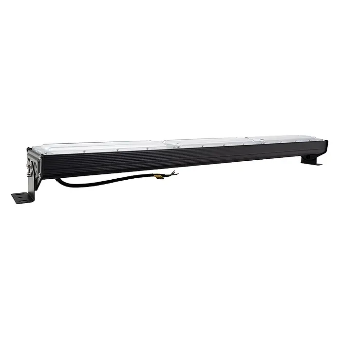 Luxula LED-Strahler LED-Hallenstrahler - 150 W, 18.000 lm, 5.000 K, IP65 - Schwarze LED-Lichtleiste mit klarer Abdeckung und Montagehalterungen, mit freiliegendem Stromkabel.