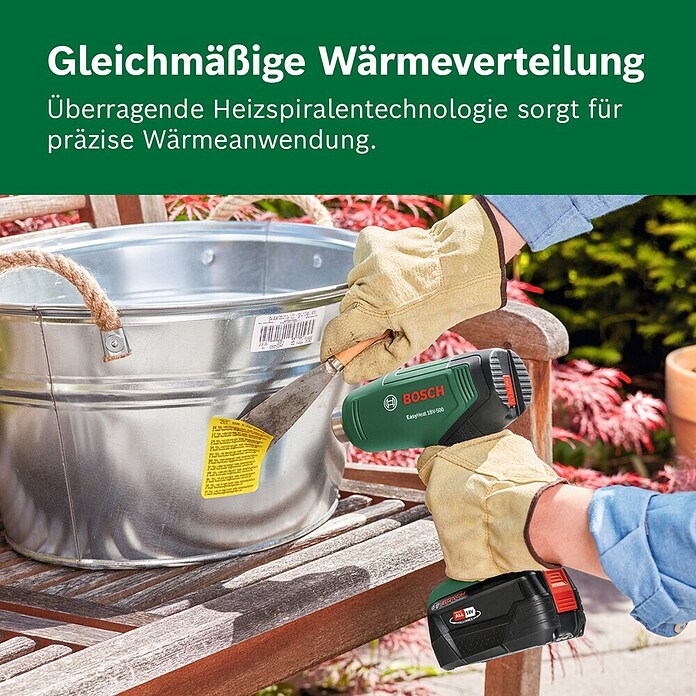 Bosch Power for All 18V Akku-Heißluftgebläse EasyHeat 18V-500 (18 V, Ohne Akku, Temperaturbereich: 350 °C - 450 °C) | BAUHAUS