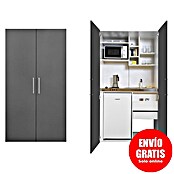 Respekta Cocina en armario (104 cm, Con placa de dos fuegos, Gris)