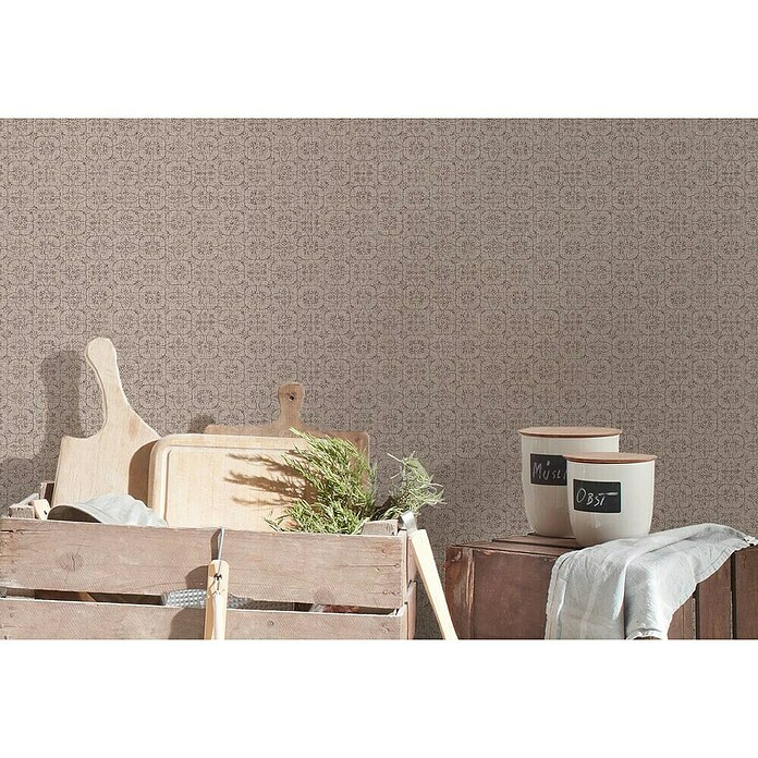 AS Creation Hygge Vliestapete (Dunkelbraun, Floral, 10,05 x 0,53 m)