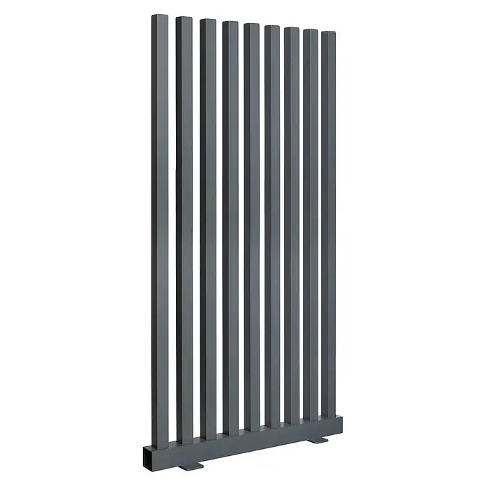 Deutsche Zauntechnik Gitterzaun Manhattan - Anthrazitgrau - Dunkelgrauer, lamellierter Sichtschutz aus Metall mit stabiler Basis.