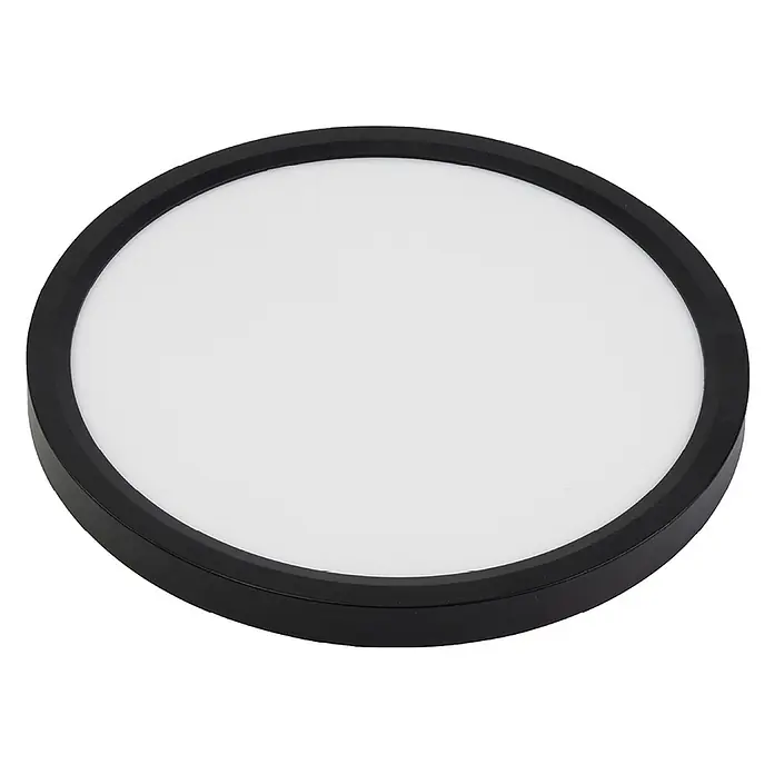 Enovalite LED-Deckenleuchte rund - 42 W, Ø x H: 50 cm x 35 mm, Schwarz, Warmweiß - Runde schwarze Deckenleuchte mit weißer Diffusorfläche.