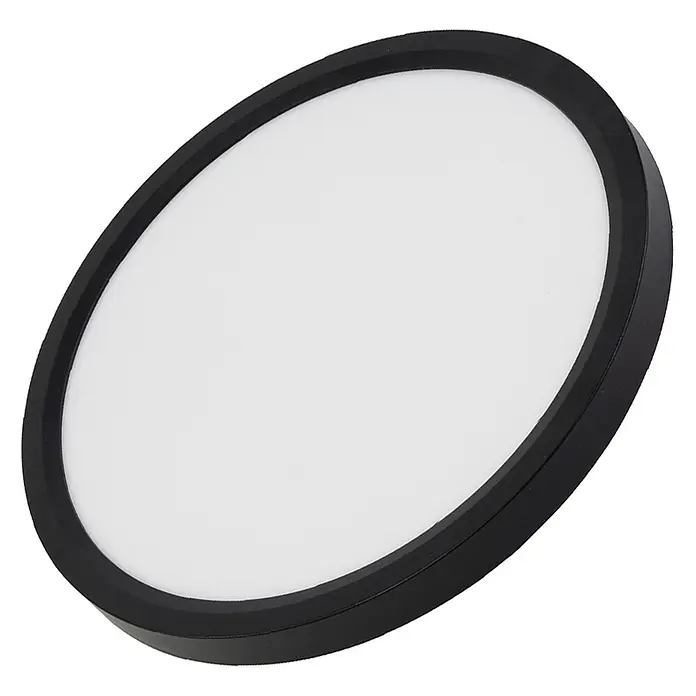 Enovalite LED-Deckenleuchte rund - 42 W, Ø x H: 50 cm x 35 mm, Schwarz, Warmweiß - Runde, schwarz gerahmte LED-Deckenleuchte mit weißem Diffusor.