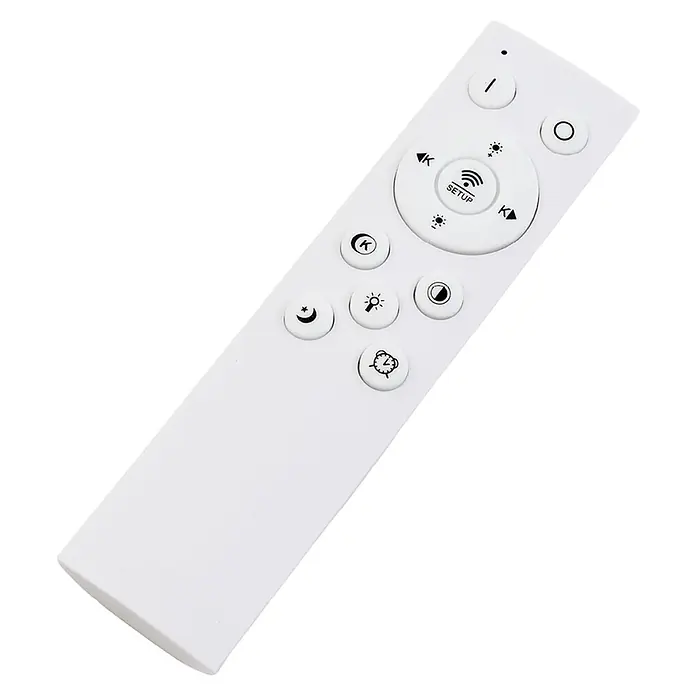 Enovalite LED-Deckenleuchte rund - 42 W, Ø x H: 50 cm x 35 mm, Schwarz, Warmweiß - Weiße Kunststoff-Fernbedienung mit verschiedenen Licht- und Setup-Funktionstasten.