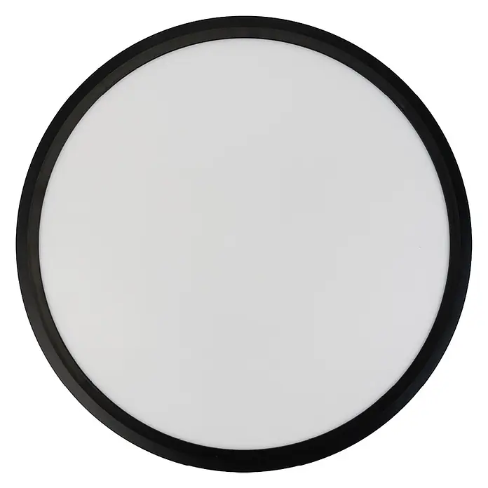 Enovalite LED-Deckenleuchte rund - 42 W, Ø x H: 50 cm x 35 mm, Schwarz, Warmweiß - Runde weiße Scheibe mit schwarzem Rand.
