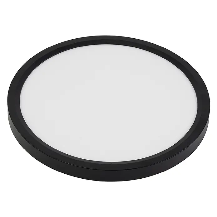 Enovalite LED-Deckenleuchte rund - 22 W, Ø x H: 30 cm x 35 mm, Schwarz, Warmweiß - Runde, schwarz gerahmte LED-Deckenleuchte mit weißem Diffusor.