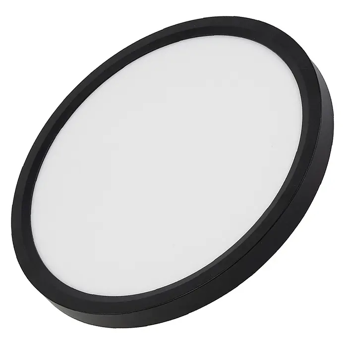 Luxula LED-Deckenleuchte rund - 22 W, Schwarz, Mehrfarbig - Runde LED-Deckenleuchte mit schwarzem Rahmen und weißer Lichtfläche.